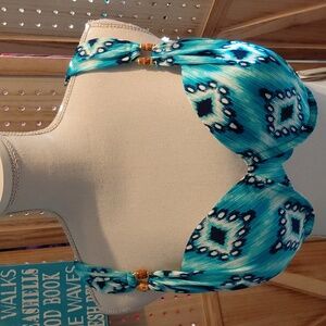 Aqua Patterned Bikini Top